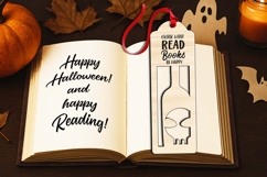 Wine and Books Halloween Bookmark Present SVG Laser Present Product Image 3