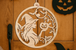 Witch Pumpkin Door Hanger SVG Halloween Welcome Sign Laser Product Image 4