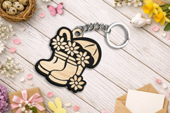 Spring Rain boots Umbrella Keychain Laser SVG Gift Accessory Product Image 3