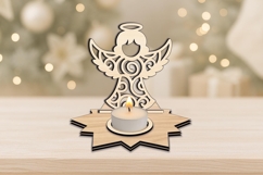 Angel Merry Christmas Candle Holder SVG Laser Holiday Gift Product Image 3