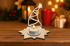 SVG Happy Christmas Curved Tree Candle Holder Holiday Gift Product Image 3
