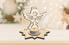 SVG Laser Angel Candle Holder Christmas Holiday Holy Present Product Image 3
