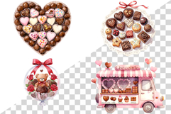 Cute Valentine Day Pink Chocolate | Watercolor dessert sweet Product Image 3