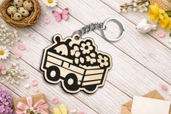 SVG Spring Flower Wagon Cart Keychain Laser Gift Accessory Product Image 3