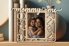 Mommy and Me SVG Photo Frame Laser Summer Vibes Glasses Sun Product Image 3