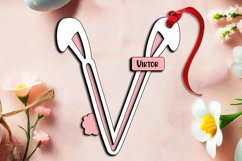 Laser Cut Letter V Easter SVG Basket Tag Ornament Bunny Gift Product Image 3