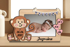 Monkey SVG Baby Newborn Photo Frame Board Picture Present Product Image 3