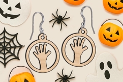 Halloween Zombie Hand Earrings SVG Witch Laser Scary Gift Product Image 3