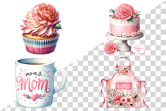 Pink Mother's Day | Watercolor PNG Clipart Mom Child Love Product Image 3