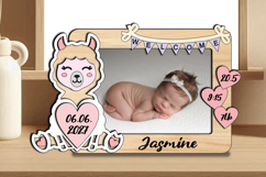 Laser Lama Baby Photo Frame SVG Newborn Home Decor Present Product Image 3