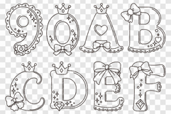 Cute Princess Font | Outline Coloring Page SVG Line Clip Art Product Image 3