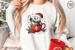 Snowman Hot Cocoa PNG|Cute Christmas Mug Clipart Holiday Product Image 3