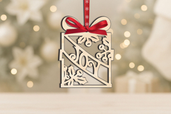 Joy SVG Christmas Gift OrnamentLaser Luck Holiday Present Product Image 3