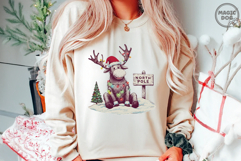 Retro Christmas Moose|Vintage North Pole Reindeer Santa Hat Product Image 3