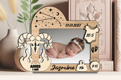 Zodiac Aries SVG Baby Photo Frame Present Newborn Laser Pic Product Image 3