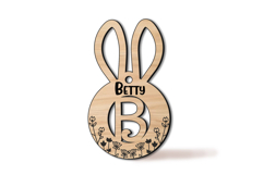 Laser Easter Letter B Basket Tag Ornament SVG Flowers Bunny Product Image 3