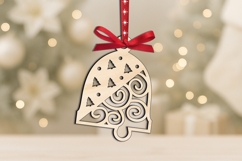 SVG Laser Christmas Bell Winter Pattern Ornament Home Decor Product Image 3