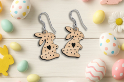 Easter Holiday Bunnies Earrings Laser SVG Present Gift Heart Product Image 3