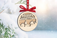 Round Laser SVG Merry Christmas Ornament Home Decor Gift Product Image 3