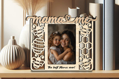 SVG Mama and Me Frame Photo Bee Summer Honeycomb Laser Gift Product Image 3