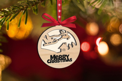 Laser SVG Merry Christmas Santa's Sledge Ornament Present Product Image 3