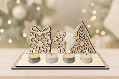 SVG Snowy Holiday Christmas Candles Holder Laser Present Product Image 3