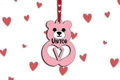 Letter V Gift Love Bear SVG Valentines Day Laser Alphabet Product Image 3
