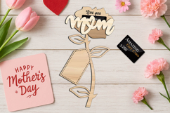Rose Flower Mother's Day Gift Card Holder SVG Laser Present Product Image 3