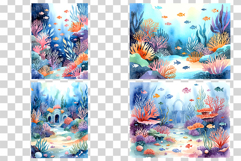 Underwater Digital Papers | Watercolor ocean sea coral fish Product Image 3