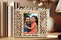 Daddy and Me SVG Swirls Abstract Design Photo Frame Laser Product Image 3