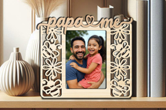 SVG Papa and Me Bee Photo Frame Laser Kid Son Daughter Gift Product Image 3