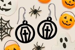 Halloween Coffin Tombstone Cross Earrings SVG Laser Present Product Image 2