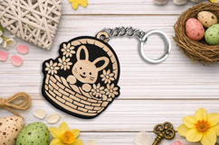 Spring Bunny Basket Easter Keychain Laser SVG Gift Accessory Product Image 3