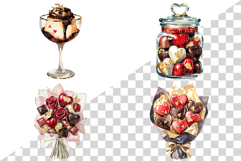Valentine Day Red and Gold Chocolate | Watercolor dessert Product Image 3