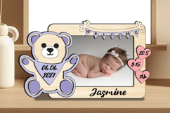 Bear Baby Photo Frame SVG Newborn Picture Sign Gift Board Product Image 3
