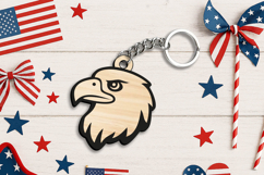 American Eagle Happy 4th of July Keychain Laser SVG Gift Product Image 3