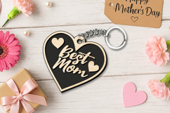 Love Heart Mother's Day Keychain Gift SVG Laser Holiday Mom Product Image 3