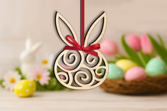 Cute Bunny Ears SVG Easter Ornament Laser Holiday Present Product Image 3