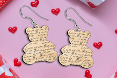 SVG Bears Laser Valenitne Earring Love Present Romantic Gift Product Image 3