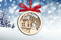Merry Christmas Ornament Snowman Winter Home Scene SVG Laser Product Image 3
