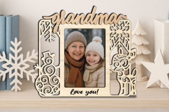 Snowman Deer Christmas Grandma SVG Photo Frame Laser Gift Product Image 3