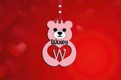 Gift Letter W Alphabet Valentine Day Love Bear Laser SVG Product Image 1