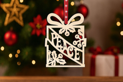 Laser Peace Christmas Ornament SVG Gift Luck Holiday Present Product Image 1