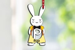 Letter P Easter Laser Bunny Rabbit Basket Tag Ornament SVG Product Image 1