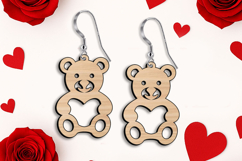 Love Bear Heart Earring SVG Valentine Laser Gift Romantic Product Image 1