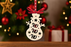 SVG Christmas Snowman Ho-Ho-Ho Gift Ornament Laser Present Product Image 1