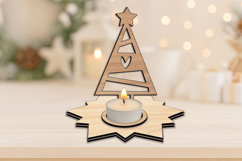 SVG Holiday Christmas Tree Star Candle Holder Laser Decor Product Image 1