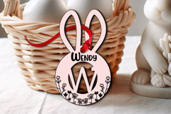 SVG Letter W Basket Bunny Tag Ornament Laser Easter Flowers Product Image 1