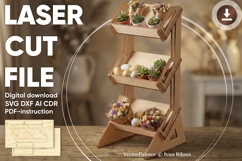 3-tiered Tray - SVG Laser Cut File, Vector Digital plan Product Image 1