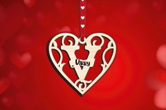 Valentine Day Monogram Letter V Love Gift Romantic SVG Laser Product Image 1